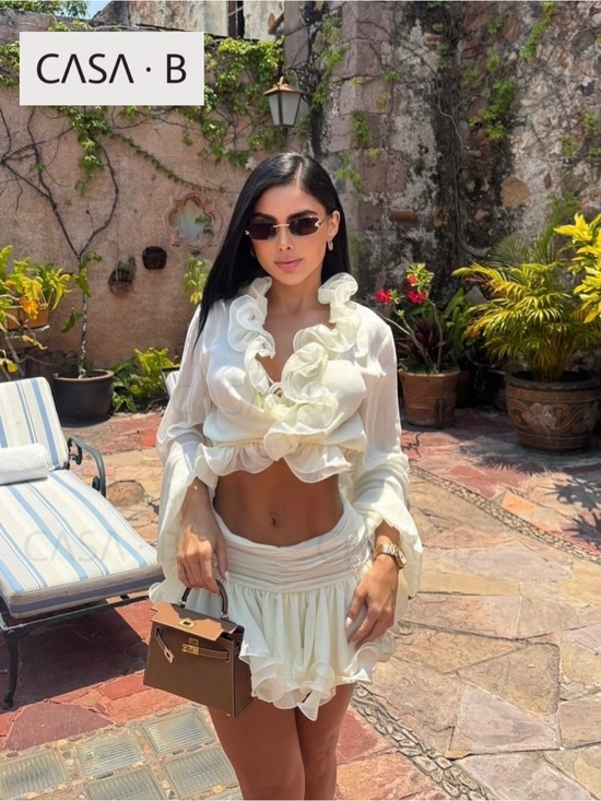 Casa B Dresses & Skirts - SOON to CASA B | San Pedro Ruffle Two Piece Skirt Set in Ivory